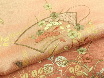 平和屋着物■中国三大刺繍 スワトウ刺繍 訪問着 地紙花文 暈し染め 金銀彩 正絹 逸品 BAAW9858hj