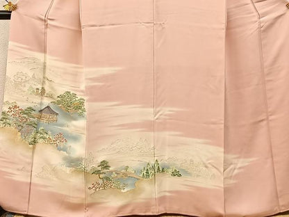 平和屋着物■豪華色留袖 寿光織 風景文 暈し染め 金糸 正絹 逸品 BAAW9859hj