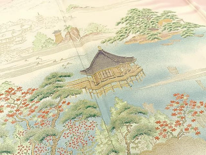 平和屋着物■豪華色留袖 寿光織 風景文 暈し染め 金糸 正絹 逸品 BAAW9859hj