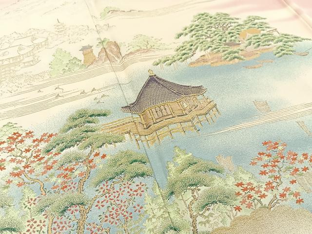 平和屋着物■豪華色留袖 寿光織 風景文 暈し染め 金糸 正絹 逸品 BAAW9859hj