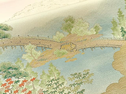 平和屋着物■豪華色留袖 寿光織 風景文 暈し染め 金糸 正絹 逸品 BAAW9859hj
