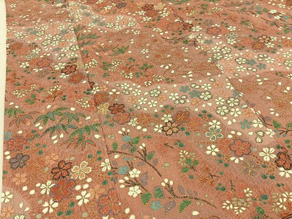 平和屋着物■上質な小紋 ふくれ織 鹿の子舞桜文 金彩 正絹 逸品 BAAW9862hj