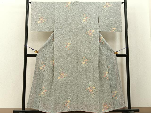 平和屋着物■上質な小紋　花籠文　たたき染め　正絹　逸品　BAAW9864hj