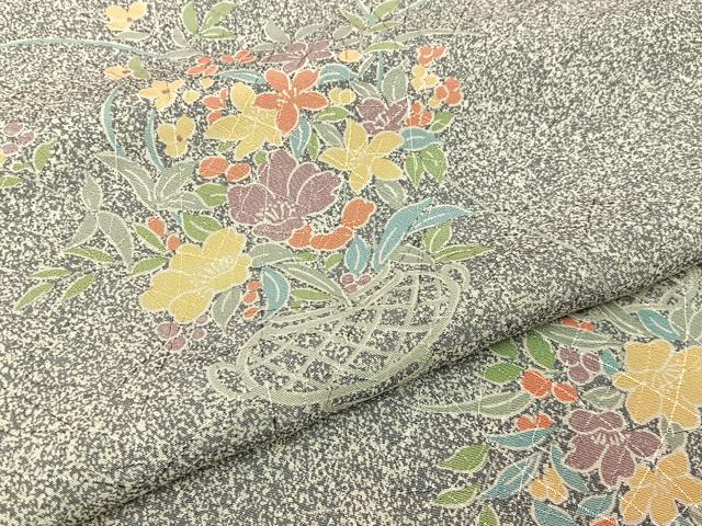 平和屋着物■上質な小紋　花籠文　たたき染め　正絹　逸品　BAAW9864hj