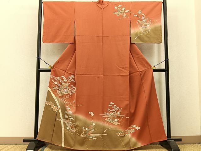 平和屋着物■訪問着 花筏 暈し染め 金彩 正絹 逸品 BAAW9865hj