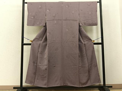 平和屋着物■上質な色無地 竜田川地紋 紅藤色 正絹 逸品 BAAW9867hj