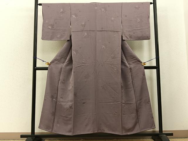 平和屋着物■上質な色無地 竜田川地紋 紅藤色 正絹 逸品 BAAW9867hj