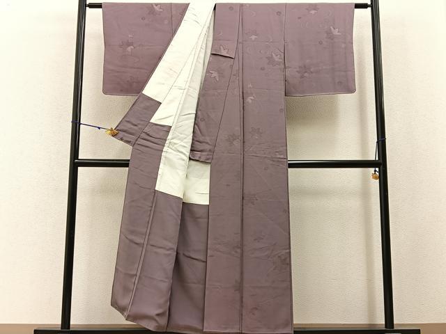 平和屋着物■上質な色無地 竜田川地紋 紅藤色 正絹 逸品 BAAW9867hj