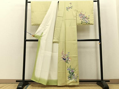 平和屋着物■訪問着 友禅 作家物 草花文 正絹 逸品 BAAW9868hj