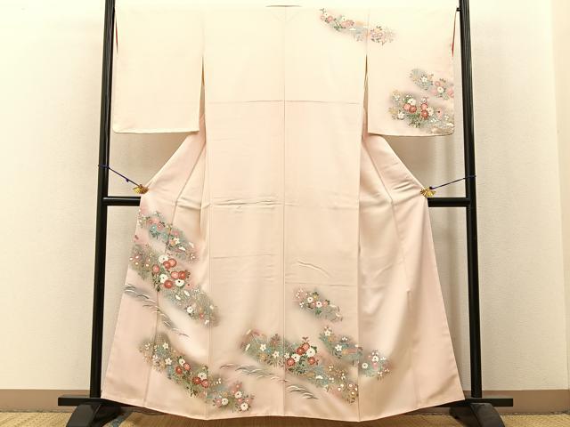 平和屋着物■訪問着　草花文　暈し染め　金銀彩　正絹　逸品　未使用　BAAW9871hj