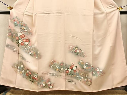 平和屋着物■訪問着　草花文　暈し染め　金銀彩　正絹　逸品　未使用　BAAW9871hj