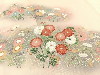平和屋着物■訪問着　草花文　暈し染め　金銀彩　正絹　逸品　未使用　BAAW9871hj