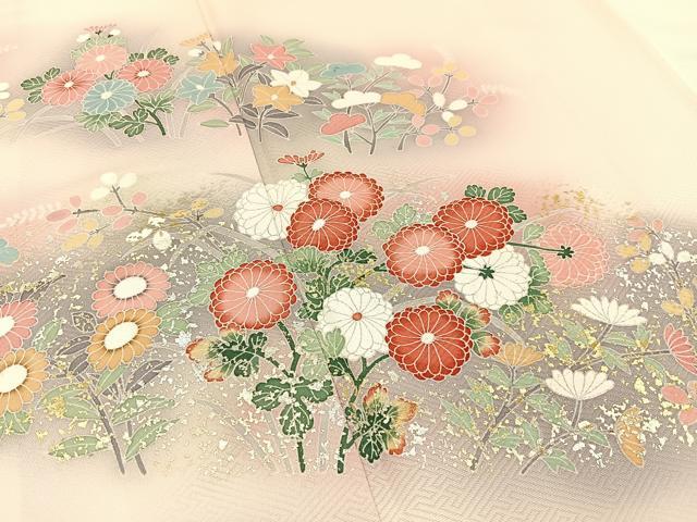 平和屋着物■訪問着　草花文　暈し染め　金銀彩　正絹　逸品　未使用　BAAW9871hj