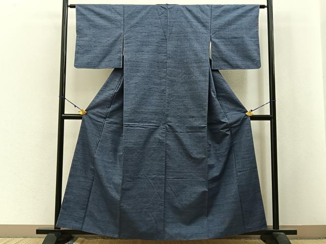 平和屋着物■上質な紬 色無地 藍鼠色 正絹 逸品 未使用 BAAW9872hj