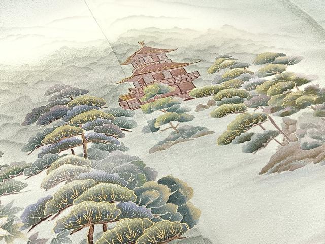 平和屋着物■訪問着 金閣寺 暈し染め 金彩 正絹 逸品 BAAW9873hj
