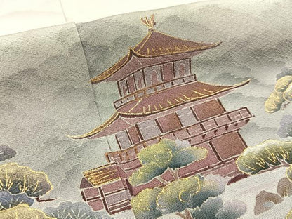 平和屋着物■訪問着 金閣寺 暈し染め 金彩 正絹 逸品 BAAW9873hj