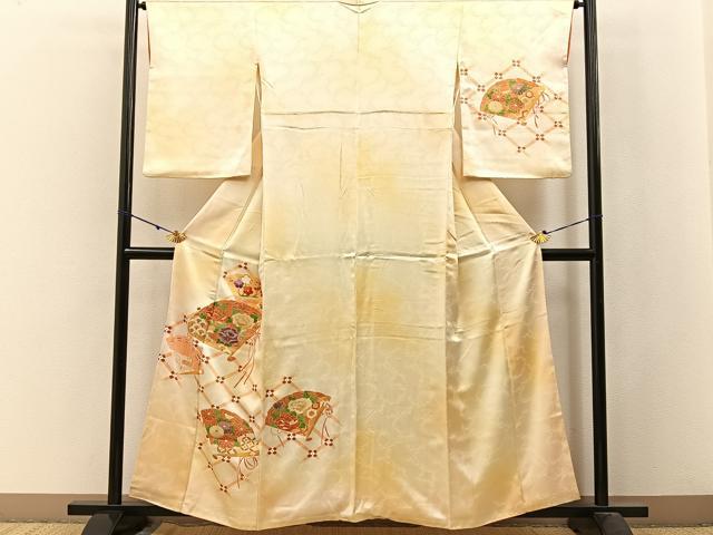 平和屋着物■訪問着 檜扇花文 暈し染め 金彩 やまと誂製 正絹 逸品 BAAW9875hj