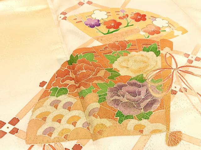 平和屋着物■訪問着 檜扇花文 暈し染め 金彩 やまと誂製 正絹 逸品 BAAW9875hj