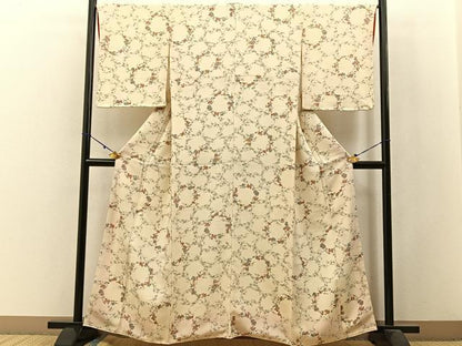 平和屋着物■上質な小紋 梅 鬼しぼ縮緬 正絹 逸品 未使用 BAAW9882hj
