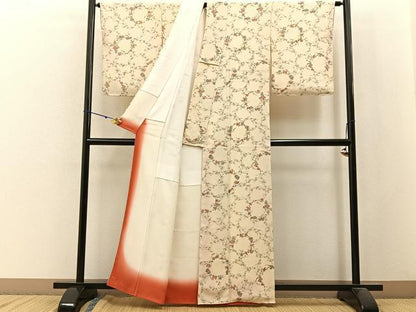 平和屋着物■上質な小紋 梅 鬼しぼ縮緬 正絹 逸品 未使用 BAAW9882hj