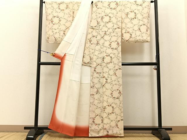 平和屋着物■上質な小紋 梅 鬼しぼ縮緬 正絹 逸品 未使用 BAAW9882hj