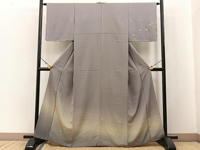 平和屋着物■訪問着 笹 たたき染め 正絹 逸品 BAAW9895hj
