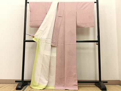 平和屋着物■上質な色無地 切嵌地紋 虹色 正絹 逸品 BAAW9896hj