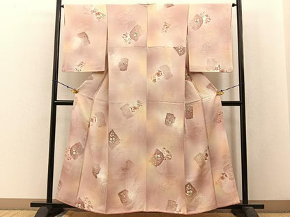 平和屋着物■上質な小紋 地紋起こし 破れ色紙花文 暈し染め 正絹 逸品 BAAW9897hj