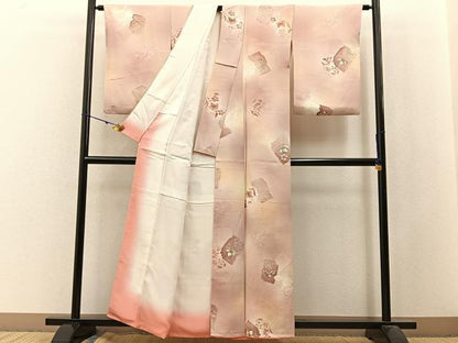 平和屋着物■上質な小紋 地紋起こし 破れ色紙花文 暈し染め 正絹 逸品 BAAW9897hj