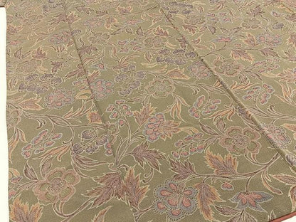平和屋着物■上質な小紋 更紗花文 鬼しぼ縮緬 正絹 逸品 BAAW9899hj