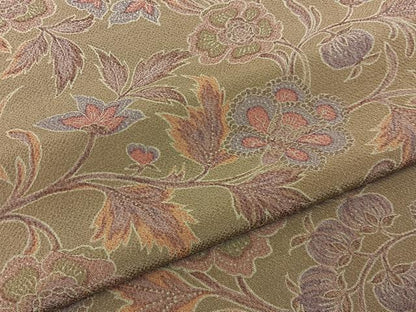 平和屋着物■上質な小紋 更紗花文 鬼しぼ縮緬 正絹 逸品 BAAW9899hj