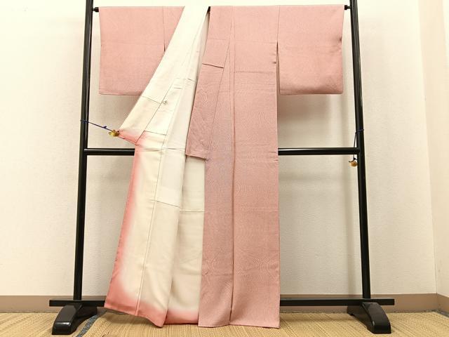 平和屋着物■江戸小紋　流水文　万筋　鉛丹色×薄卵色　やまと誂製　正絹　逸品　BAAW9905hj