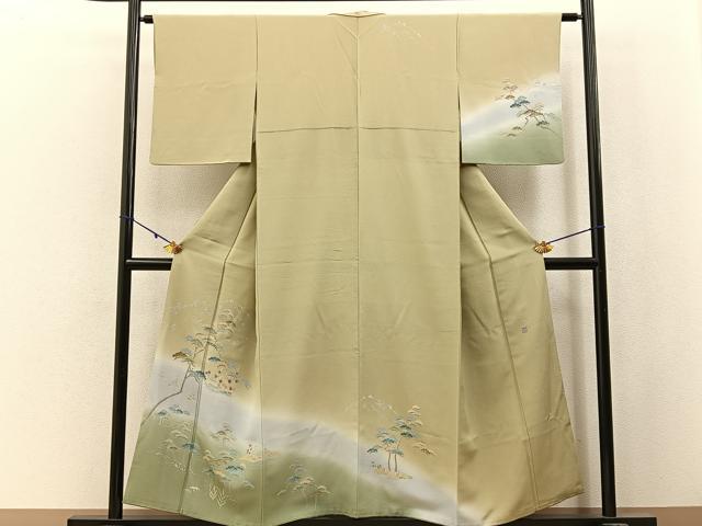 平和屋着物■訪問着 友禅 作家物 松竹梅 風景文 暈し染め 正絹 逸品 BAAW9907hj