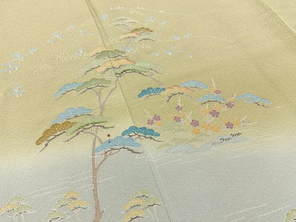 平和屋着物■訪問着 友禅 作家物 松竹梅 風景文 暈し染め 正絹 逸品 BAAW9907hj