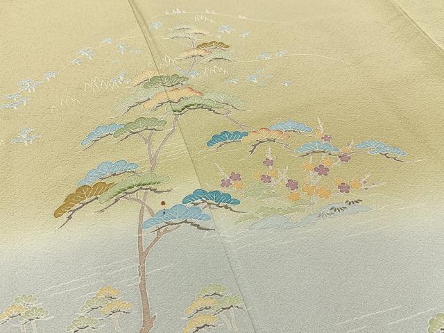 平和屋着物■訪問着 友禅 作家物 松竹梅 風景文 暈し染め 正絹 逸品 BAAW9907hj