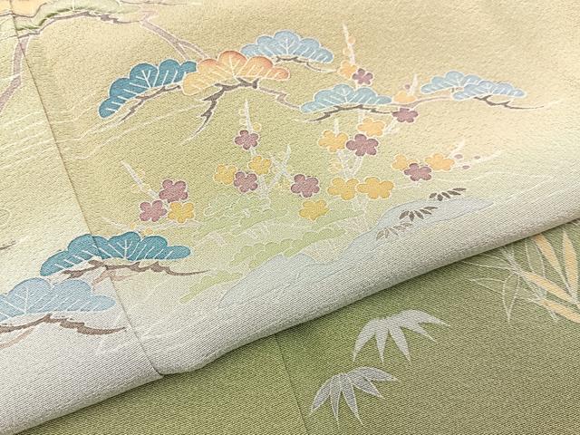 平和屋着物■訪問着 友禅 作家物 松竹梅 風景文 暈し染め 正絹 逸品 BAAW9907hj