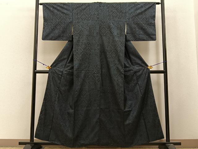 平和屋着物■本場大島紬 7マルキ 更紗花文 正絹 逸品 BAAW9915hj