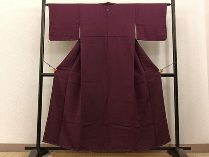 平和屋着物■上質な色無地 草葉地紋 紫鳶色 正絹 逸品 未使用 BAAW9921hj