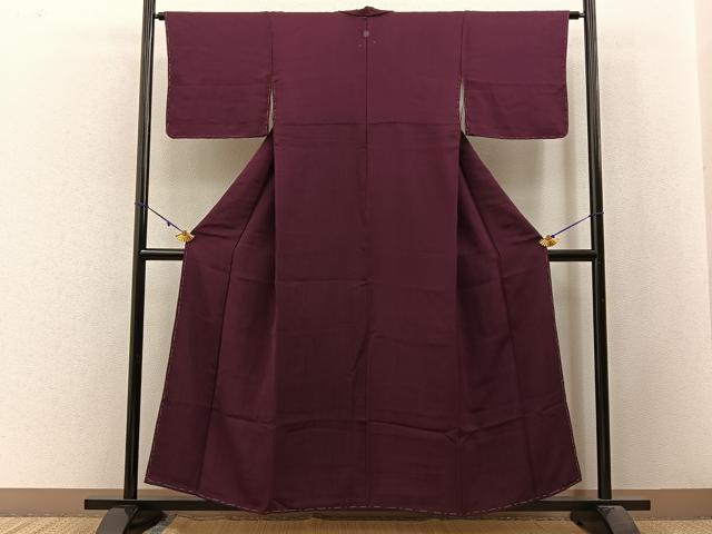 平和屋着物■上質な色無地 草葉地紋 紫鳶色 正絹 逸品 未使用 BAAW9921hj