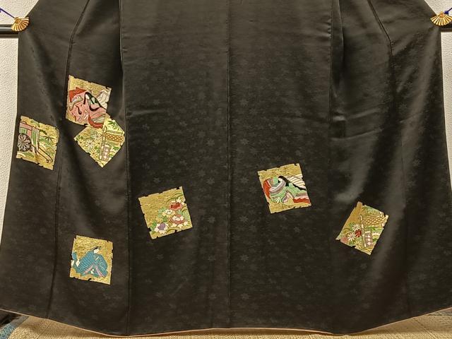 平和屋着物■訪問着 平安人物文 黒地 金彩 正絹 逸品 BAAW9927hj