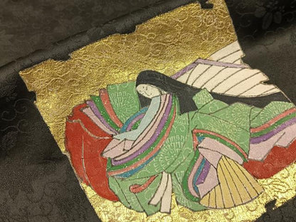 平和屋着物■訪問着 平安人物文 黒地 金彩 正絹 逸品 BAAW9927hj