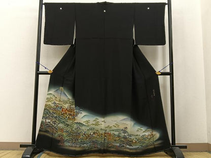 平和屋着物■豪華黒留袖 作家物 江戸参府 暈し染め 金彩 正絹 逸品 BAAW9928hj