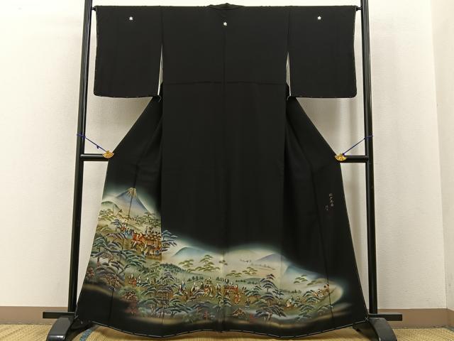 平和屋着物■豪華黒留袖 作家物 江戸参府 暈し染め 金彩 正絹 逸品 BAAW9928hj