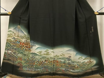 平和屋着物■豪華黒留袖 作家物 江戸参府 暈し染め 金彩 正絹 逸品 BAAW9928hj