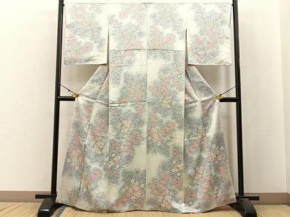 平和屋着物■上質な小紋 草花文 たたき染め 正絹 逸品 BAAW9935hj