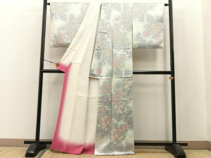 平和屋着物■上質な小紋 草花文 たたき染め 正絹 逸品 BAAW9935hj