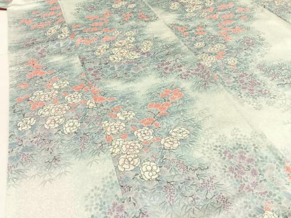 平和屋着物■上質な小紋 草花文 たたき染め 正絹 逸品 BAAW9935hj