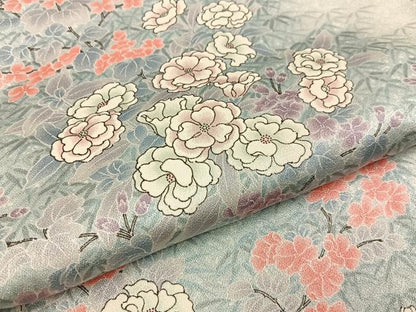 平和屋着物■上質な小紋 草花文 たたき染め 正絹 逸品 BAAW9935hj