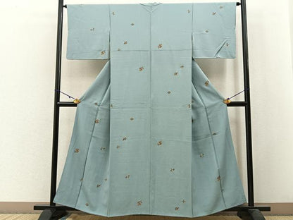 平和屋着物■上質な小紋 七宝花文 金彩 鬼しぼ縮緬 正絹 逸品 BAAW9936hj
