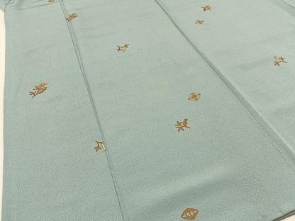 平和屋着物■上質な小紋 七宝花文 金彩 鬼しぼ縮緬 正絹 逸品 BAAW9936hj